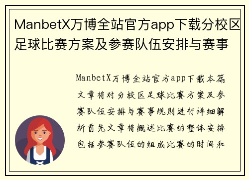 ManbetX万博全站官方app下载分校区足球比赛方案及参赛队伍安排与赛事规则解析